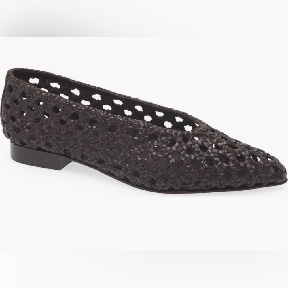 Madewell Dark Brown Woven Leather Pointed Toe Flats
